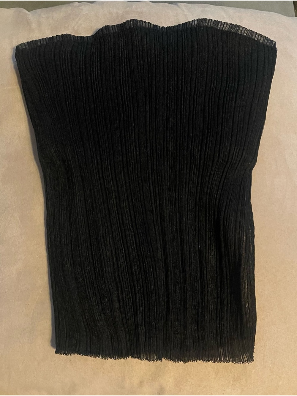 Jonathan Simkhai Black Pleated Strapless Crop Top